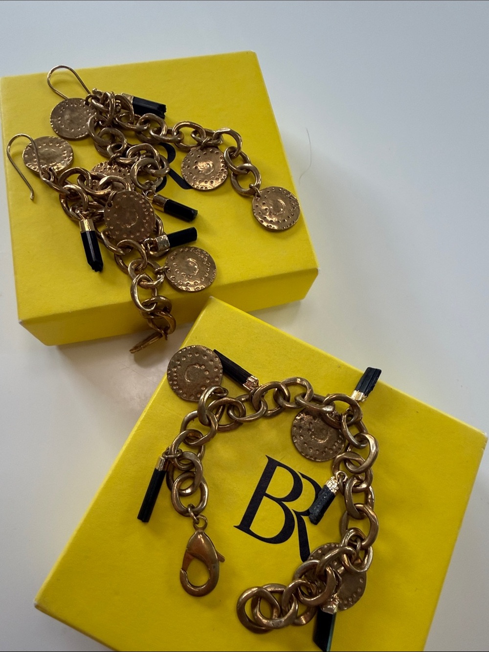 Banana Republic BLACK TOURMALINE CHARM EARRINGS AND BRACELET | AUREUS + ARGENT